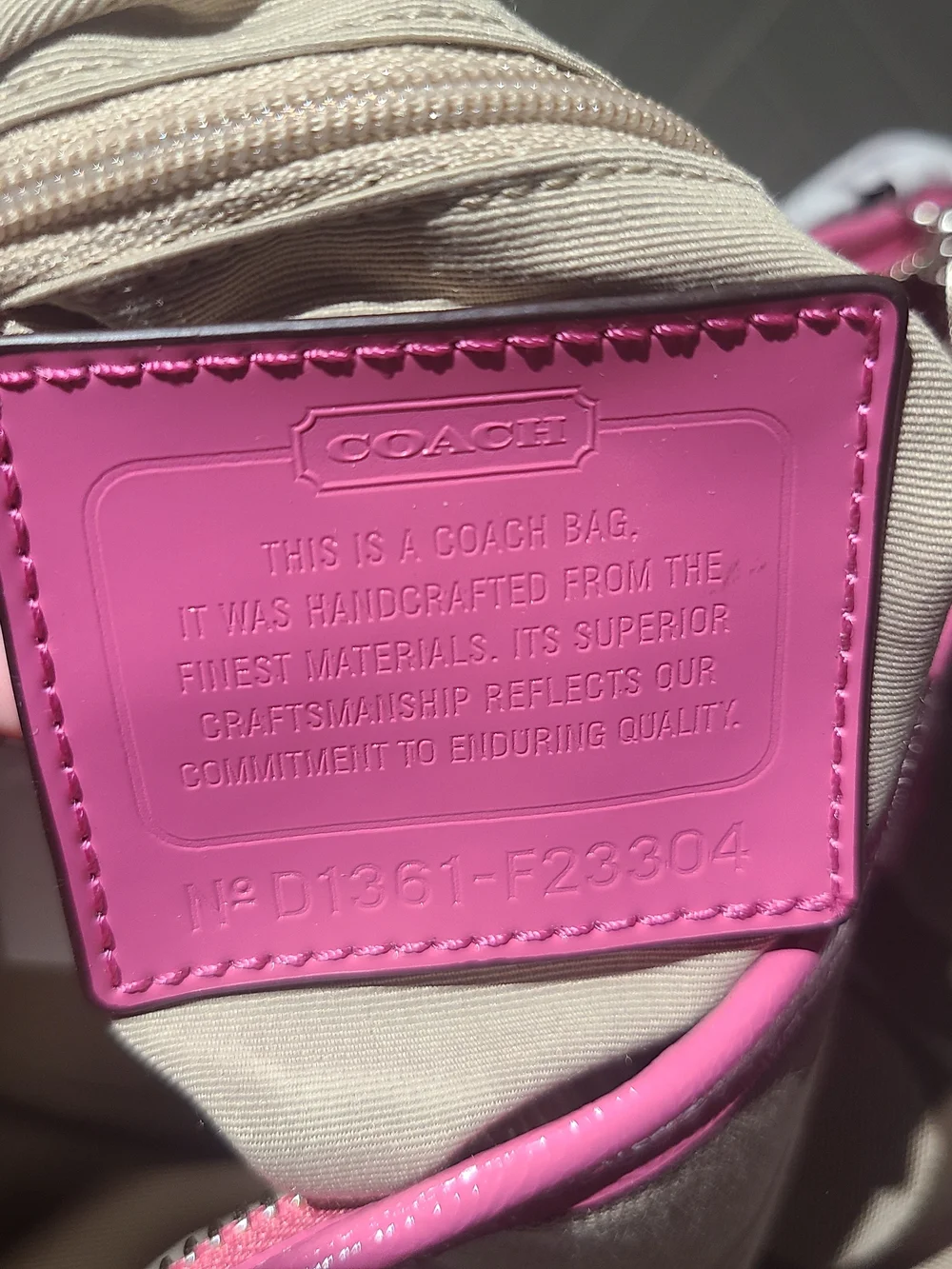 COACH Signature Stripe Khaki/Mulberry Pink Tote Bag Crossbody Purse NWT - Picture 9 of 12